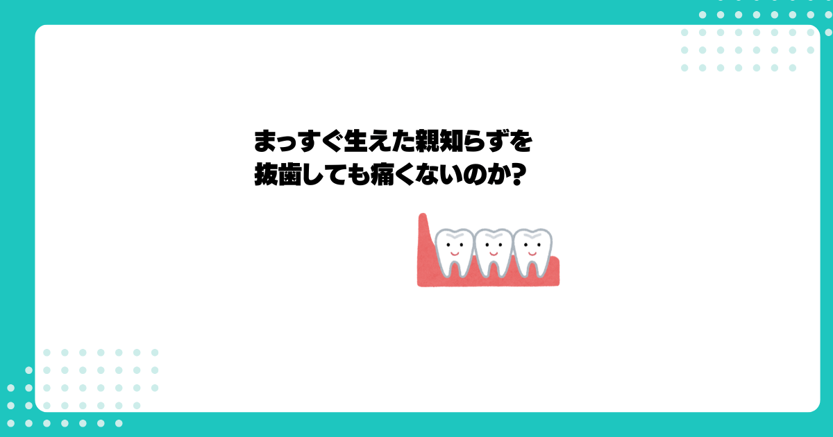 【歯科医師監修】まっすぐ生えた親知らずを抜歯しても痛くないのか？