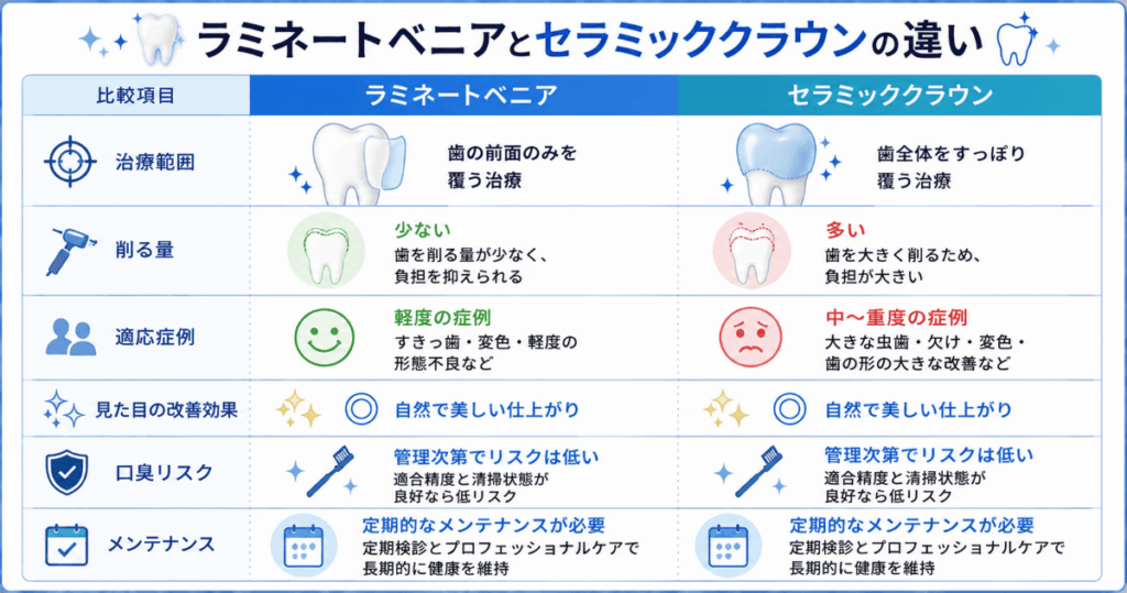 ラミネートベニアとセラミッククラウンの違い